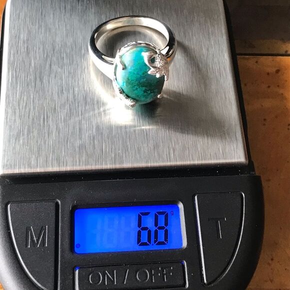 Natural Shadowkite Sterling Silver Peacock Ring Size 9 - Picture 4 of 9